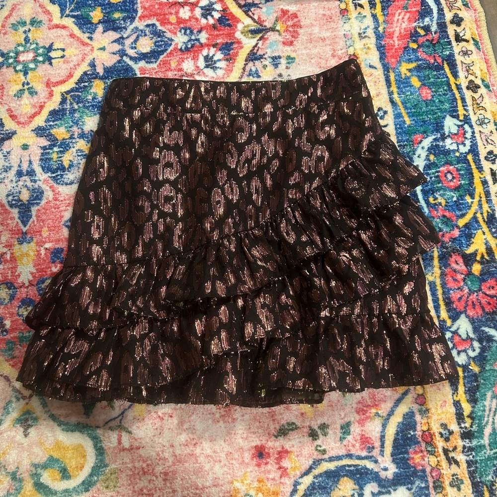 DO+BE Black and Pink Leopard Print Mini Skirt